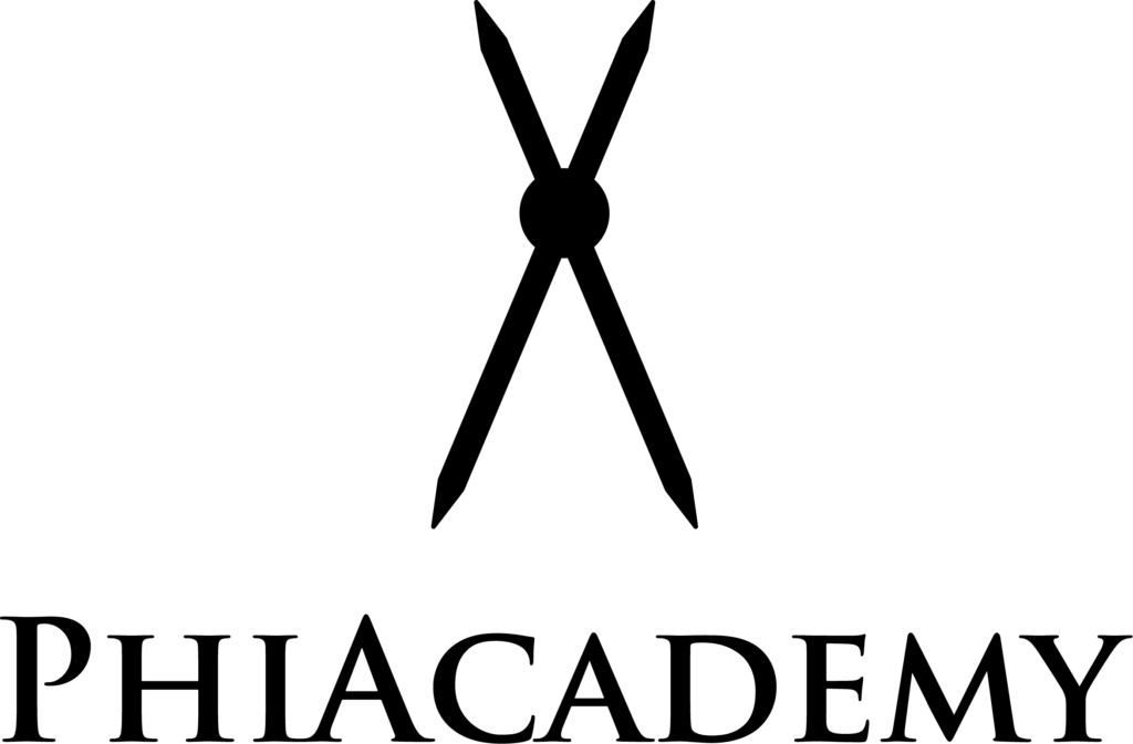 PhiAcademy logo in black on a transparent background.